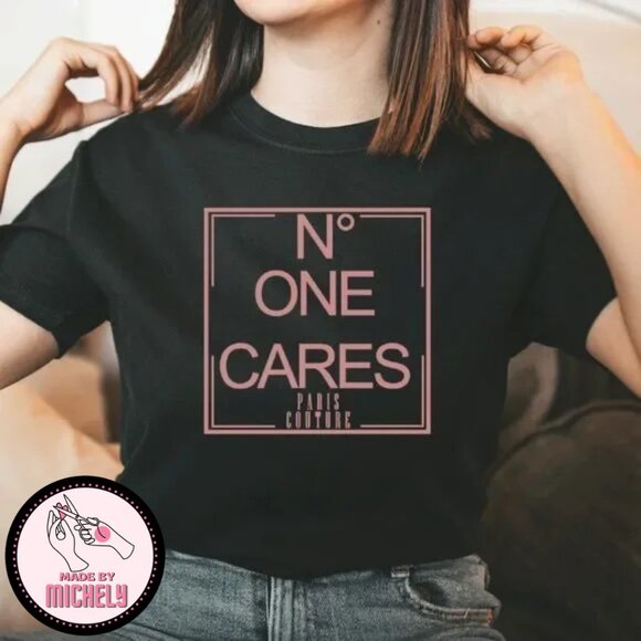 N One cares Paris Couture Graphic Black T-Shirt - Picture 2 of 3